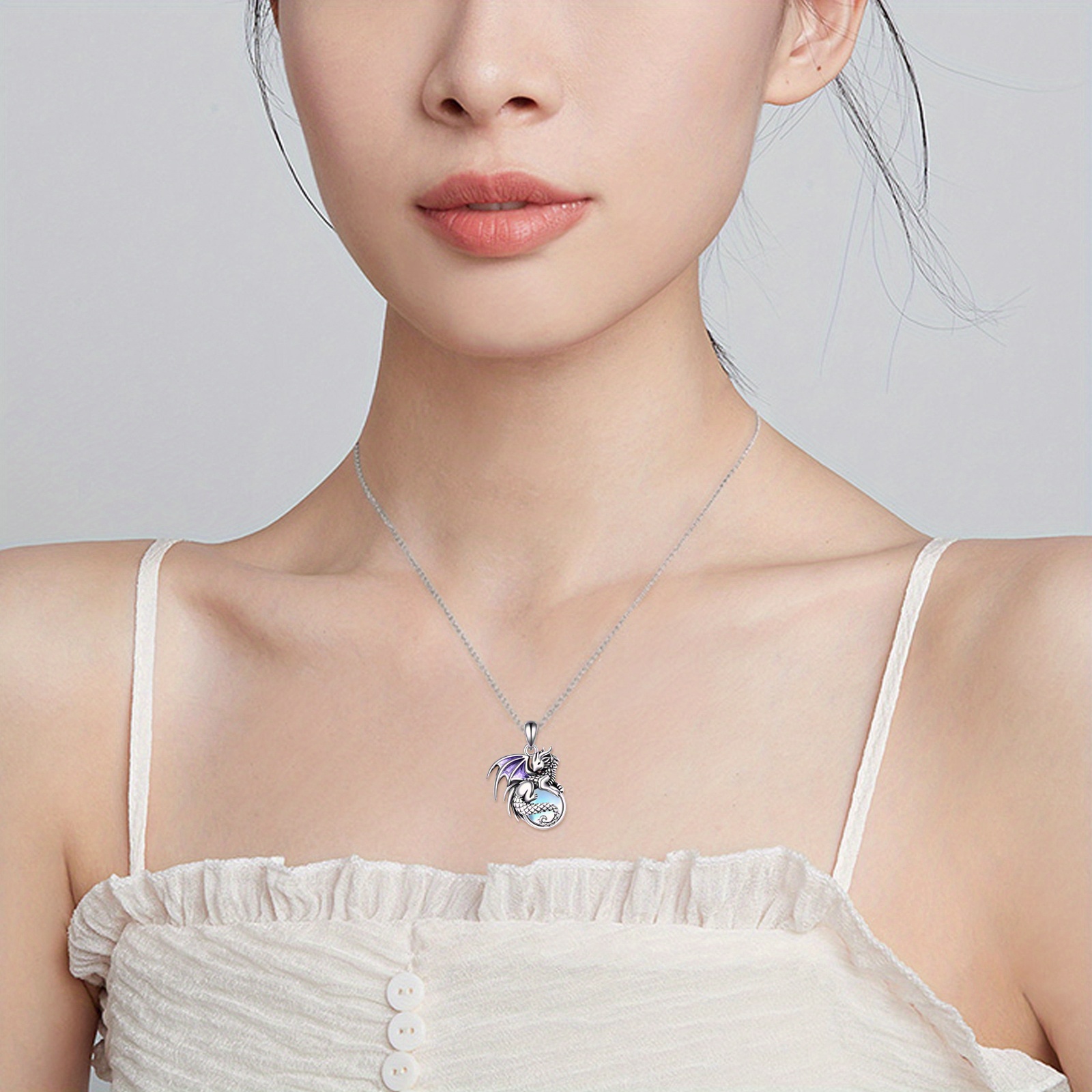 Dragon Necklace Moonstone Dragon Pendant Necklace for Women